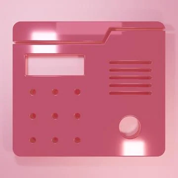 Pink House intercom system icon isolated on pink background. Minimalism con.. Illustrazione stock