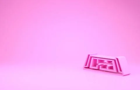 Pink House plan icon isolated on pink background. Minimalism concept. 3d illu Stock Illustration