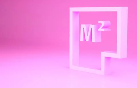 Pink House plan icon isolated on pink background. Minimalism concept. 3d illu Stock Illustration