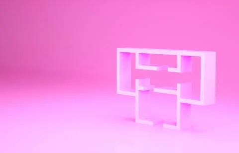 Pink House plan icon isolated on pink background. Minimalism concept. 3d Stock Illustration