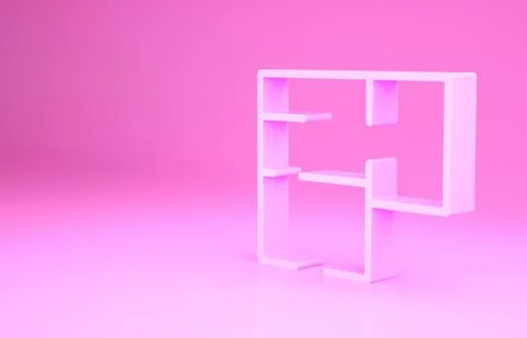 Pink House plan icon isolated on pink background. Minimalism concept. 3d Stock Illustration