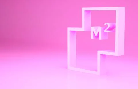 Pink House plan icon isolated on pink background. Minimalism concept. 3d Ilustración de archivo