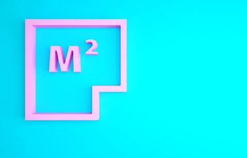 Pink House plan icon isolated on blue background. Minimalism concept. 3d illu Ilustración de archivo