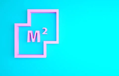 Pink House plan icon isolated on blue background. Minimalism concept. 3d illu Ilustración de archivo