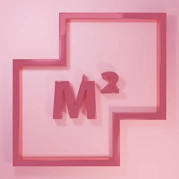 Pink House plan icon isolated on pink background. Minimalism concept. 3D re.. Stock Illustration