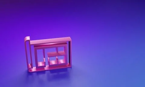 Pink House plan icon isolated on purple-blue background. Minimalism concept.. Stock Illustration