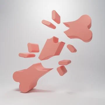 Pink Human broken bone icon isolated on pink background. Minimalism concept.. Stock-Illustration