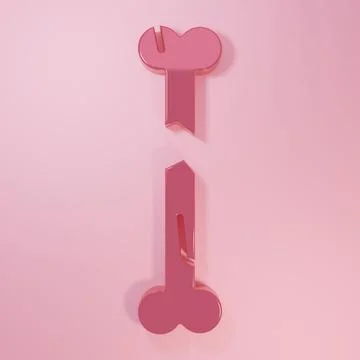 Pink Human broken bone icon isolated on pink background. Minimalism concept.. Stock-Illustration