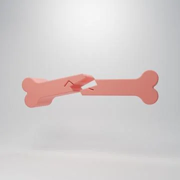 Pink Human broken bone icon isolated on pink background. Minimalism concept.. Stock-Illustration