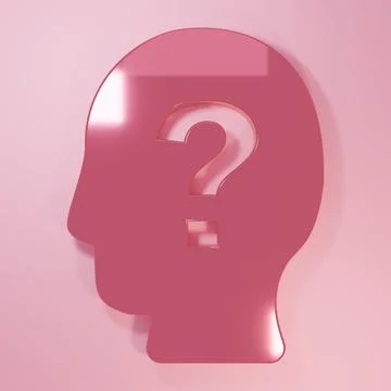 Pink Human head with question mark icon isolated on pink background. Minima.. Stock Illustration
