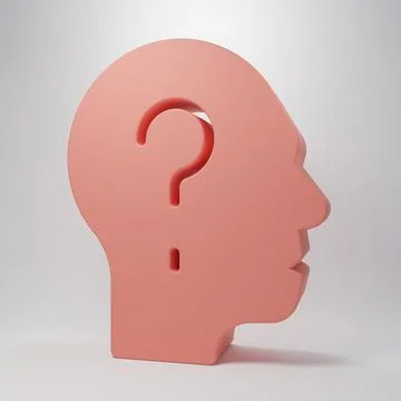 Pink Human head with question mark icon isolated on pink background. Minima.. Stock Illustration