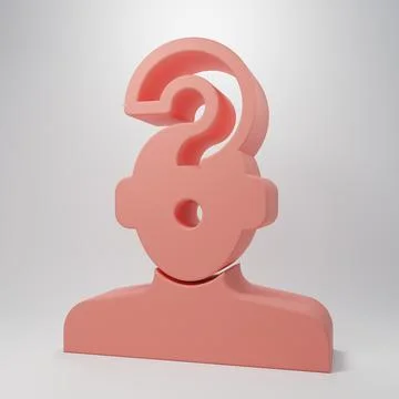 Pink Human head with question mark icon isolated on pink background. Minima.. Stock Illustration
