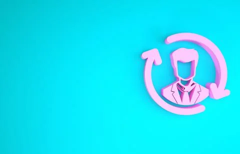 Pink Human resources icon isolated on blue background. Concept of human resou Stock Illustration