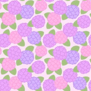 Pink Hydrangea flowers seamless pattern Stock Illustration