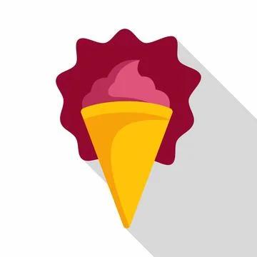 Pink ice cream cone flat design vector illustration 스톡 일러스트