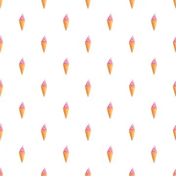 Pink ice cream cone repeating summer pattern Stock Illustration