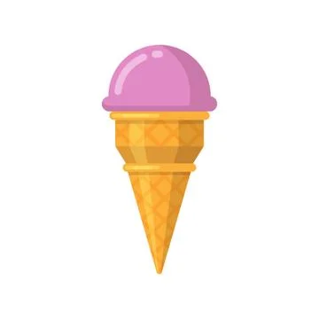Pink ice cream flat icon Stock Illustration