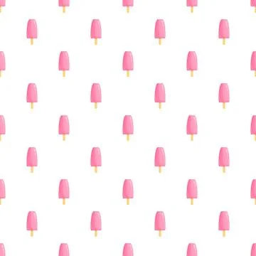 Pink ice cream popsicles summer seamless pattern background Stockillustratie