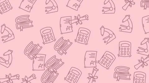 Pink icons background with various objects 库存影片 335121877