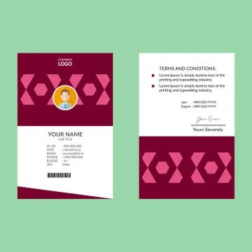 Pink ID Card Design Template Stock Illustration