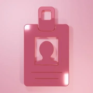 Pink Identification badge icon isolated on pink background. It can be used .. Stock Illustration