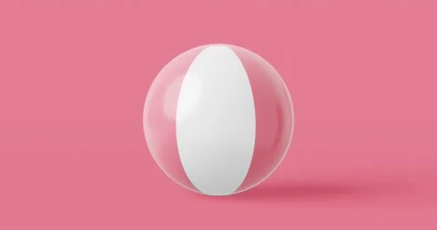 Pink inflatable ball beach toy on pink summer background. Stock Footage 154165287