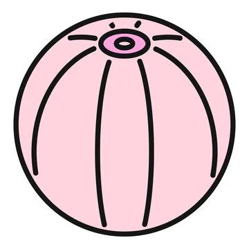 Pink inflatable beach ball icon for summer recreation Ilustração Stock