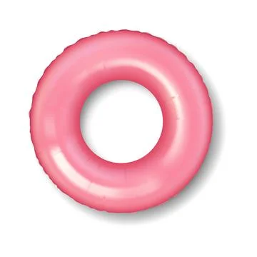 Pink Inflatable Pool Ring Isolated on White Background Stock Illustration