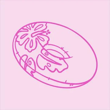 Pink Inflatable Swim Ring Hand Drawn Summer Illustration Illustration
