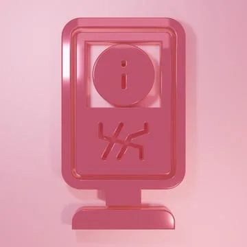 Pink Information stand icon isolated on pink background. Minimalism concept.. Stock Illustration