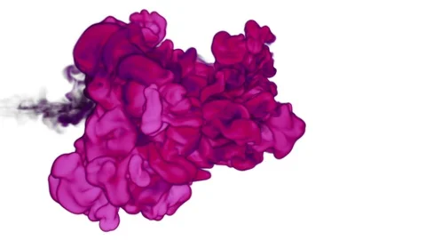 Pink Ink with alpha mask underwater move in slow motion. VFX Cloud of Ink or Stock Footage