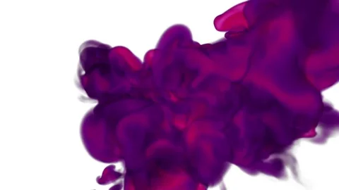 Pink Ink with alpha mask underwater move in slow motion. VFX Cloud of Ink or Stock Footage