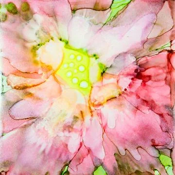 Pink Ink Flower Stock Illustration