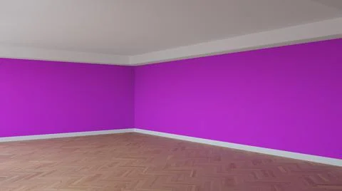 Pink Interior Corner with a White Ceiling and Cornice, Parquet Flooring Stock Illustration