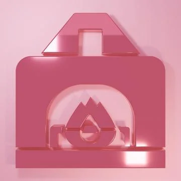 Pink Interior fireplace icon isolated on pink background. Minimalism concep.. Stock Illustration