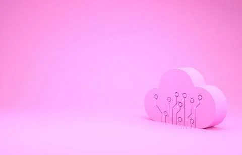 Pink Internet of things icon isolated on pink background. Cloud computing des Stock Illustration