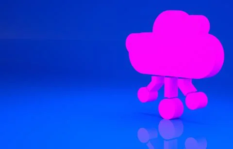 Pink Internet of things icon isolated on blue background. Cloud computing des Illustrazione stock