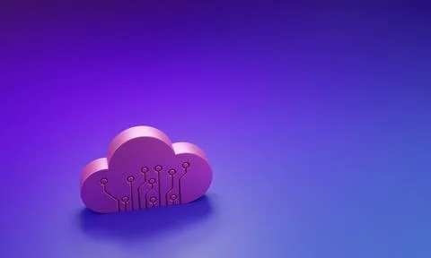 Pink Internet of things icon isolated on purple-blue background. Cloud comp.. Stock Illustration