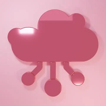 Pink Internet of things icon isolated on pink background. Cloud computing d.. Stock Illustration