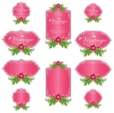 Pink invitation labels vector design Stock Illustration