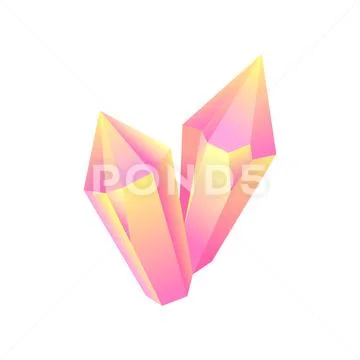 Pink iridescent stone, mineral, crystal, gem, precious gemstone or semiprecious Stock Illustration