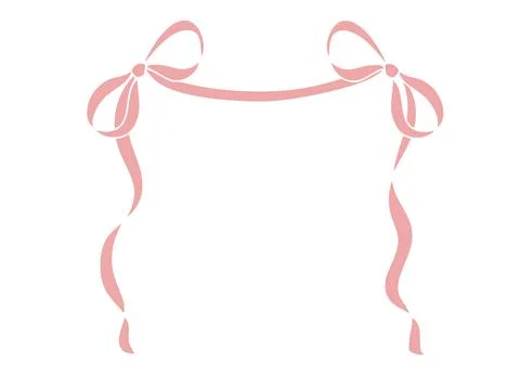 Pink isolated vector ribbon bow illustration forming decorative frame for Stock Illustration