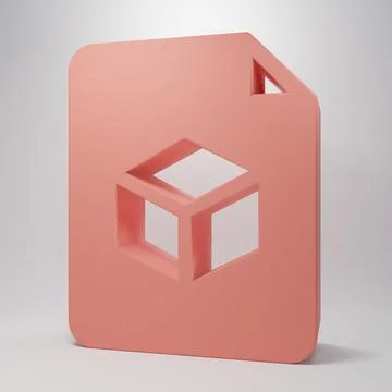 Pink Isometric cube file icon isolated on pink background. Geometric cubes .. Stock Illustration