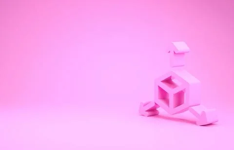 Pink Isometric cube icon isolated on pink background. Geometric cubes solid i イラスト素材