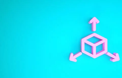 Pink Isometric cube icon isolated on blue background. Geometric cubes solid i 스톡 일러스트