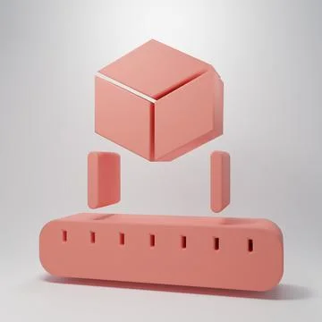 Pink Isometric cube icon isolated on pink background. Geometric cubes solid.. イラスト素材