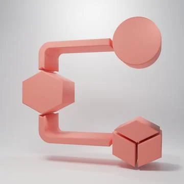 Pink Isometric cube icon isolated on pink background. Geometric cubes solid.. Stock Illustration
