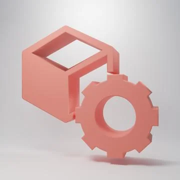 Pink Isometric cube icon isolated on pink background. Geometric cubes solid.. Illustrazione stock