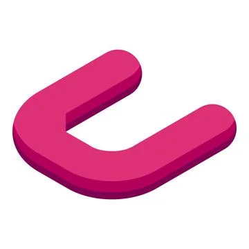 Pink isometric letter u floating on white background Stock Illustration