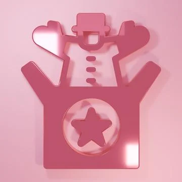 Pink Jack in the box toy icon isolated on pink background. Jester out of th.. Stock Illustration